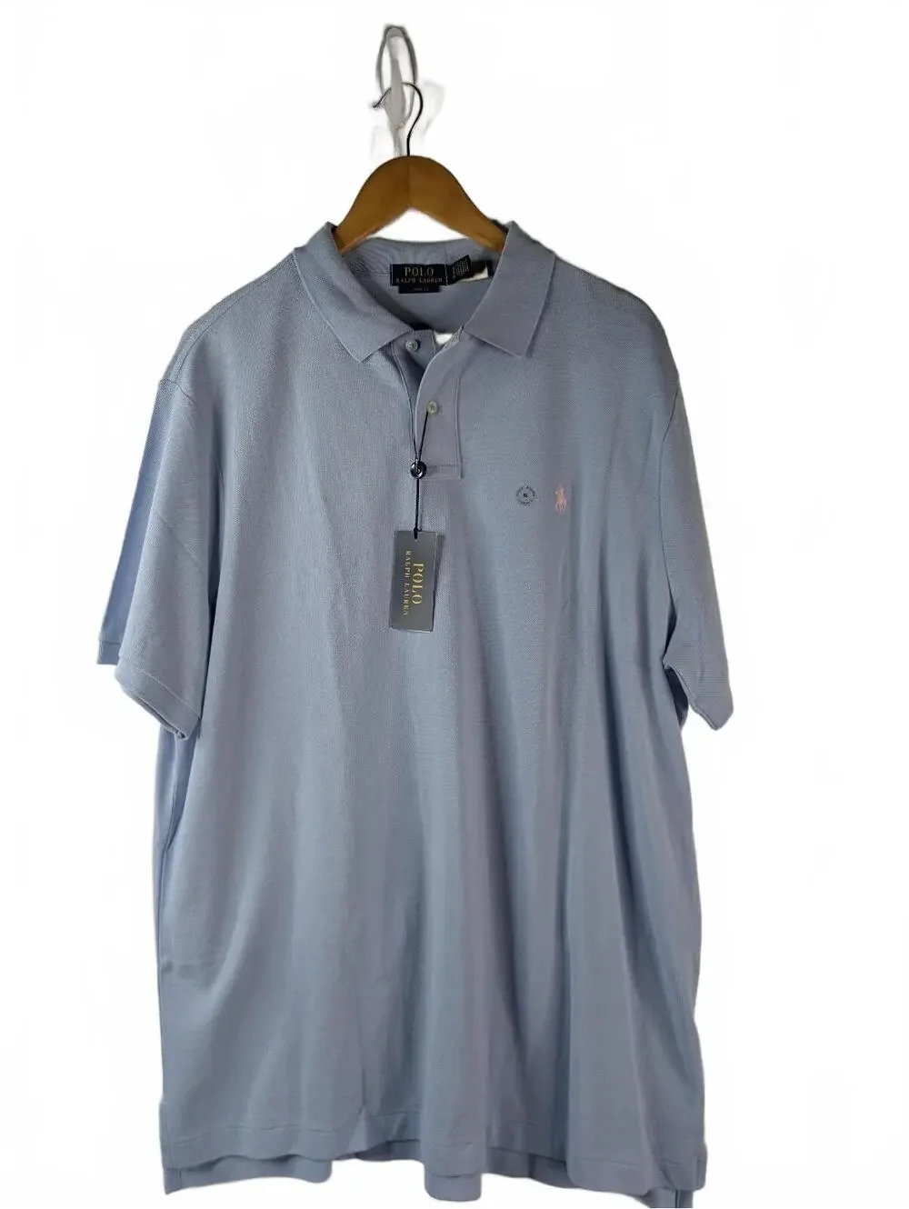 NWT Polo Ralph Lauren Classic Fit Light Blue Cotton Short Sleeve Polo Shirt XL